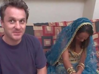Indian bitch and hard up white youngster have interracial fuck session