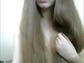 Excellent Long Haired Hairplay Striptease and Brushing