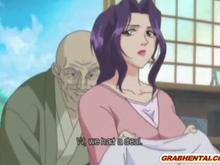 Cockhungry animen ansikte täckt av sperma shortly efter tittyfuck