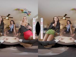 Naughty America - erotic babes take care of their boss by giving him some three-way action!