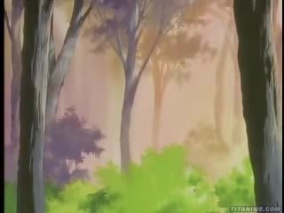 Petite anime seductress with perfect blue eyes humped in the woods