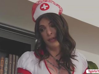 Tattooed Nurse shemale Chelsea Marie missionary anal x rated film