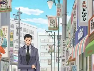 Lustful anime teacher gives blowjob
