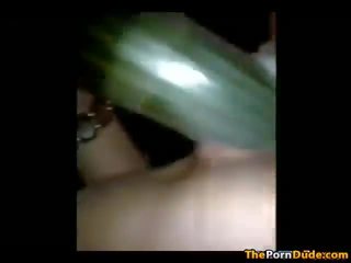 Teenager Fucks Herself With A Large Cucumber