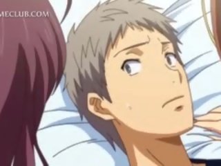 Tiener- 3d anime jong vrouw vechten over- een groot putz