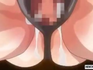 Bị ràng buộc lên hentai trẻ phái nữ với núm vú kẹp quất và fucked lược