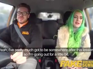 Fake Driving School Wild Ride for Tattooed Busty femme fatale