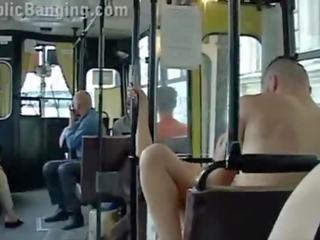 Extreme public xxx film in a city bus with all the passenger watching the couple fuck