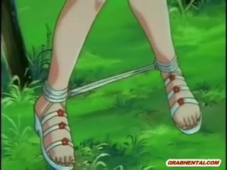 Anime młody kobieta dostaje squeezed jej cycki i ciężko poked