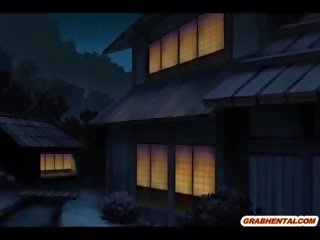 Japansk anime hardt våt fitte knullet i den mørk natt