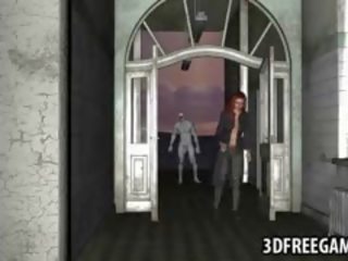 Desirable 3d gyzyl saçly enchantress getting fucked hard by a zombi