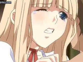 Blonde anime enjoys hard screwing
