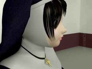 3D Hentai Nun Gets Slit Vibrated