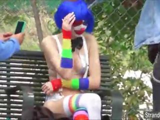 Teen Mikayla the clown films stranger her pierced nipples