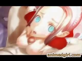 かわいい 3d エロアニメ メイド tittyfucked と cummed 上の 顔